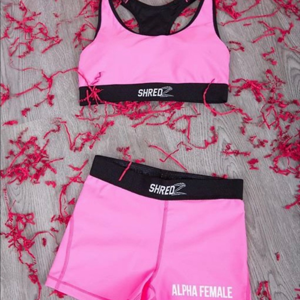 SET SHREDZ Pink Sports Bra and Matching Shorts!!
